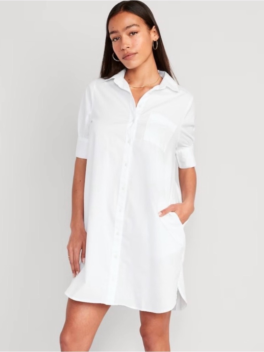 NWT old navy White Button-Up Shirt Dress large L